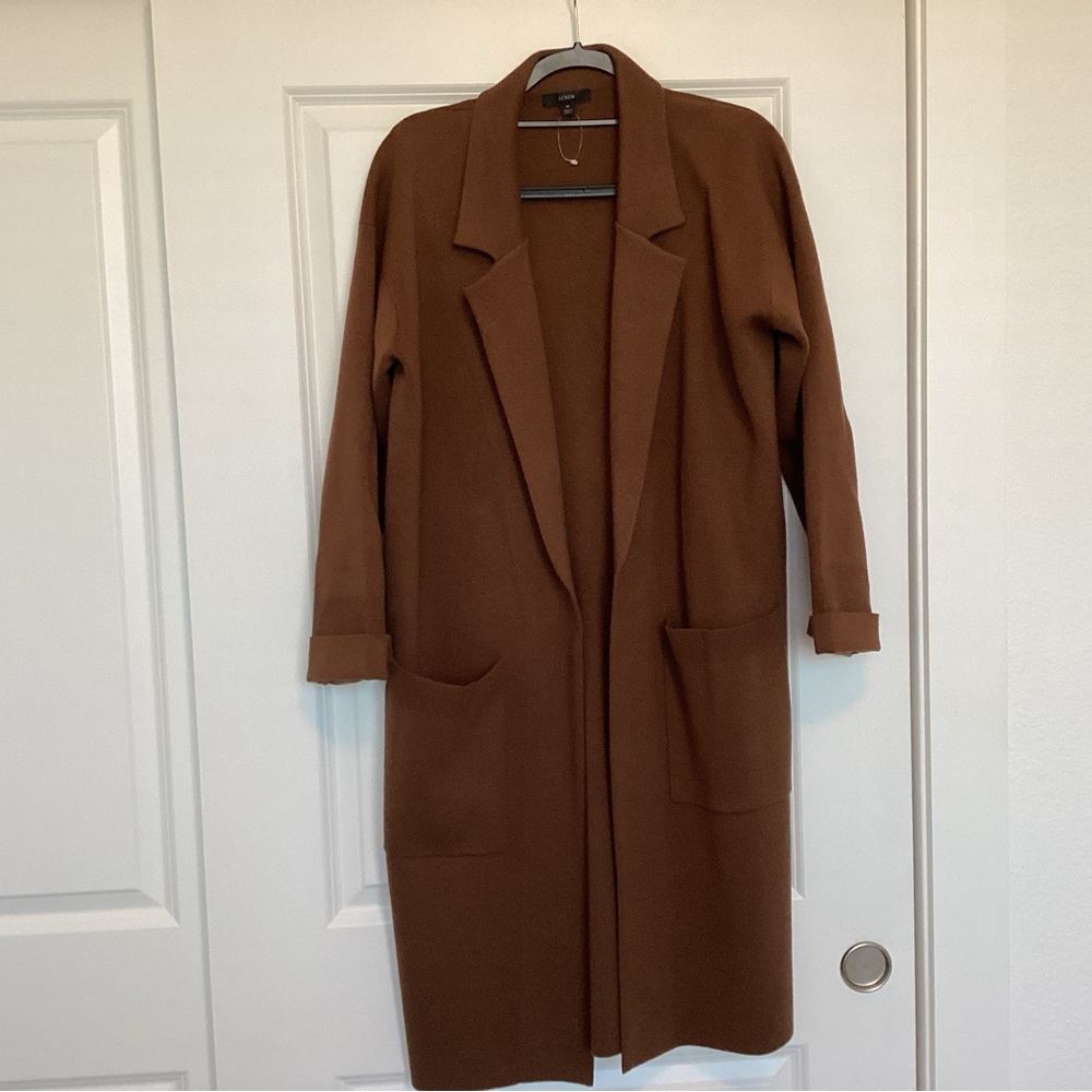 J. Crew Rich Brown Merino wool blend sweater blazer, M excellent condition